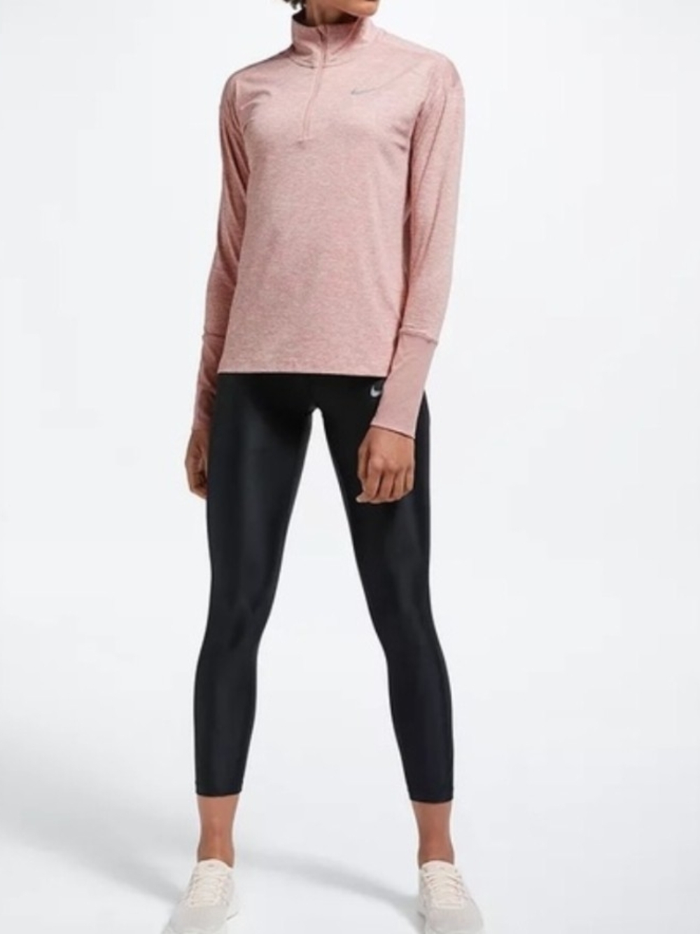 Nike Pink Quarter-Zip Long Sleeve Top